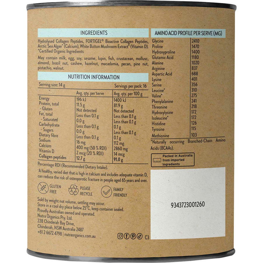 Nutra Organics Collagen Joints and Bones collagen powder mixed drink