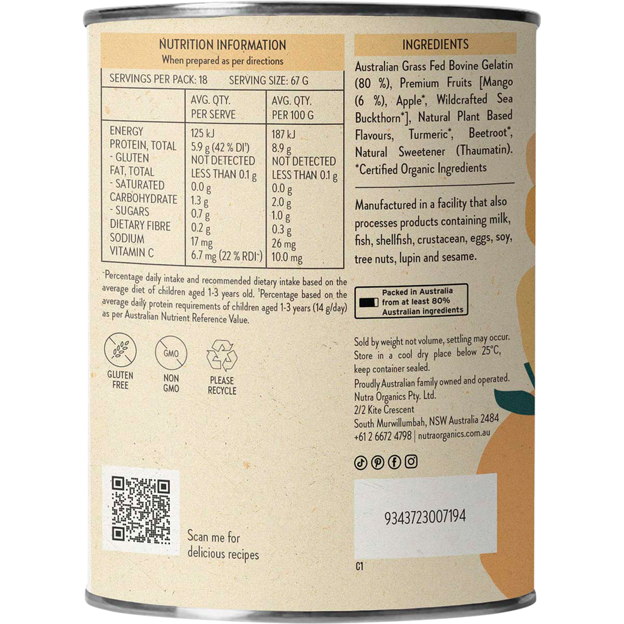 Nutra Organics Gutsy Gummies Mango chewy gut support gummies