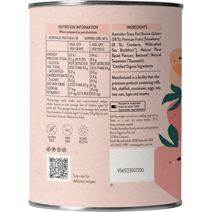 Nutra Organics Gutsy Gummies Strawberry chewy gut support gummies