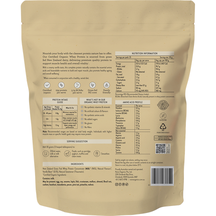 Nutra Organics Organic Whey Protein Vanilla protein powder jar packaging