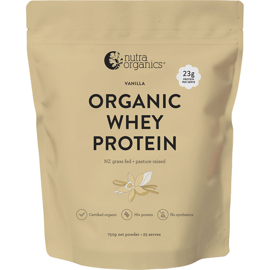 Nutra Organics Organic Whey Protein Vanilla grass fed whey protein powder