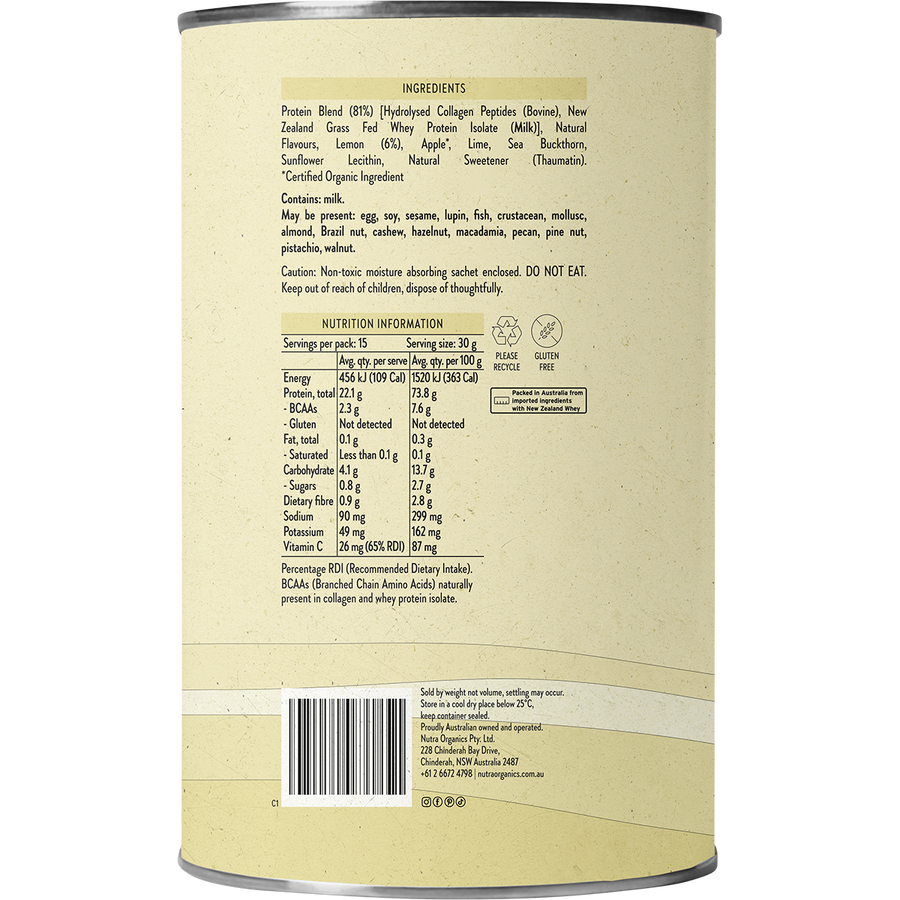 Nutra Organics Protein Water Lemonade collagen drink mix