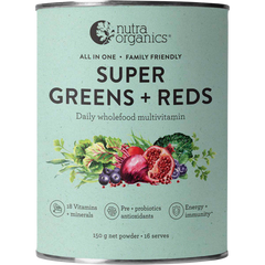 Nutra Organics Super Greens and Reds superfood powder for daily nutrition