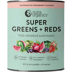 Nutra Organics Super Greens and Reds Watermelon Strawberry superfood powder