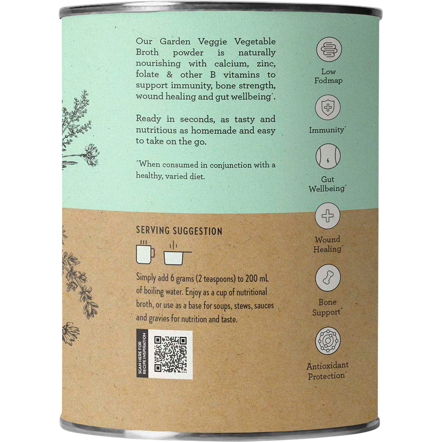 Nutra Organics Vegetable Broth Garden Veggie broth powder jar packaging