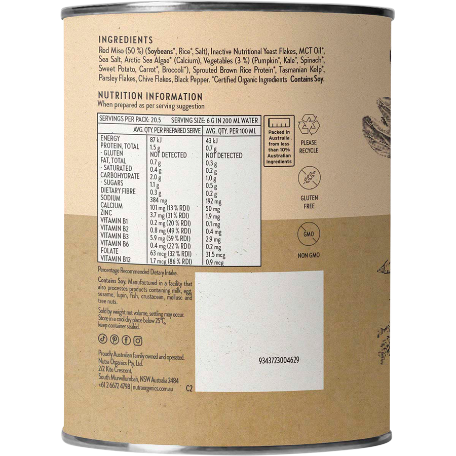 Nutra Organics Vegetable Broth Miso Ramen warm miso broth drink