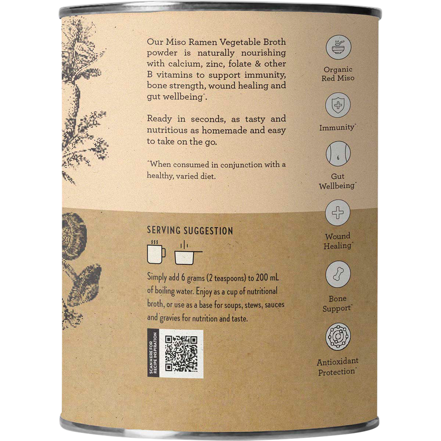 Nutra Organics Vegetable Broth Miso Ramen broth powder jar packaging