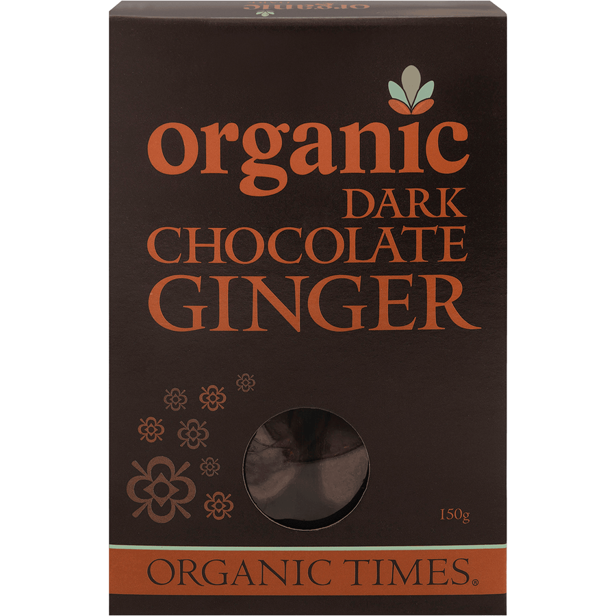 Organic Times Dark Chocolate Ginger 150g (Damaged)