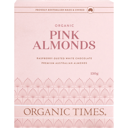 Pink Raspberry Dusted White Choc Almonds