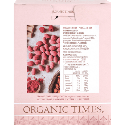 Pink Raspberry Dusted White Choc Almonds