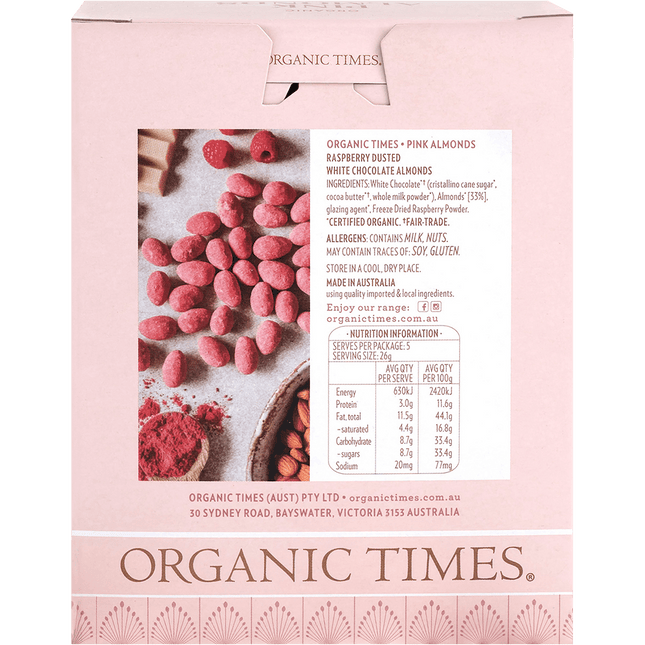 Pink Raspberry Dusted White Choc Almonds