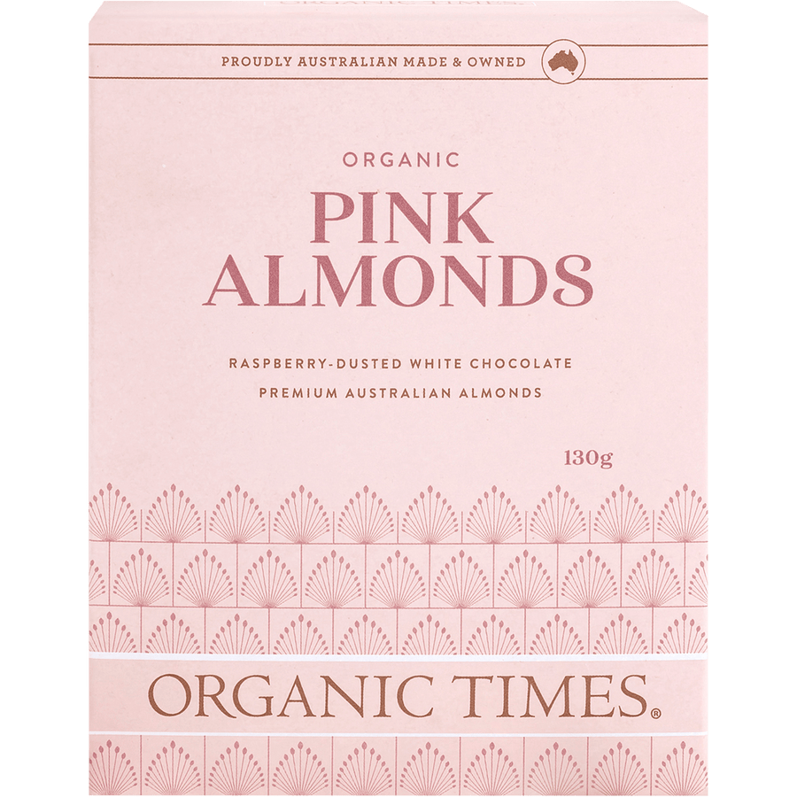 Pink Raspberry Dusted White Choc Almonds