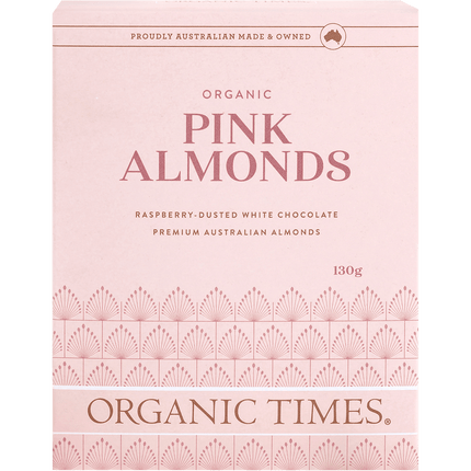 Pink Raspberry Dusted White Choc Almonds
