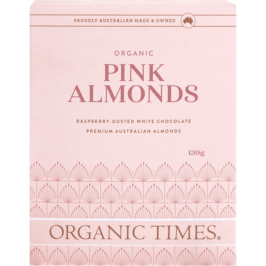 Pink Raspberry Dusted White Choc Almonds