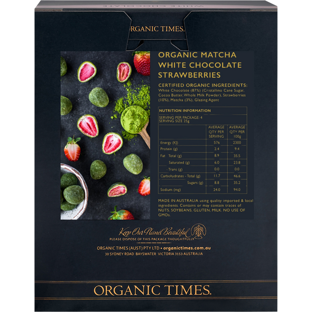 ORGANIC TIMES Matcha White Chocolate Strawberries