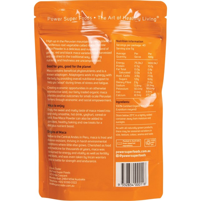 Organic black maca powder finely ground root powder