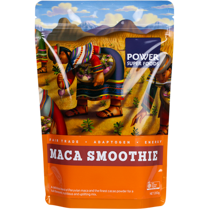 Organic maca and cacao smoothie powder blend supplement