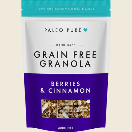 Paleo Pure Organic Grain Free Granola Berries & Cinnamon 300g