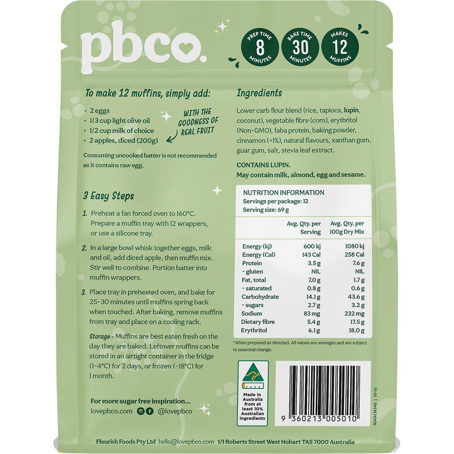 PBCo apple cinnamon muffin mix low carb healthy muffin baking mix