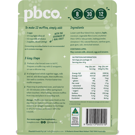 PBCo apple cinnamon muffin mix low carb healthy muffin baking mix