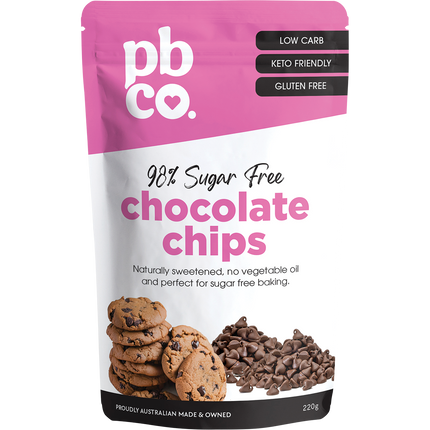 PBCo chocolate chips 98 percent sugar free keto baking ingredient