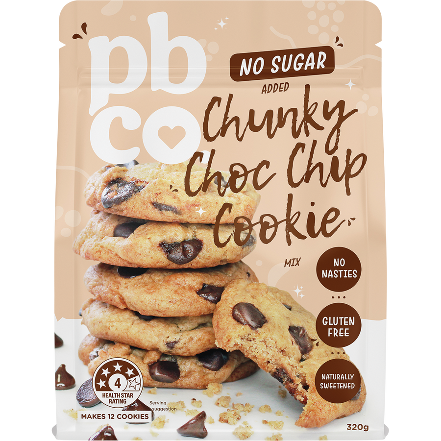 PBCo chunky choc chip cookie mix no sugar added keto baking mix