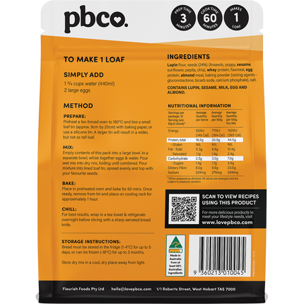 PBCo protein 6 seeds bread mix healthy seeded bread baking mix