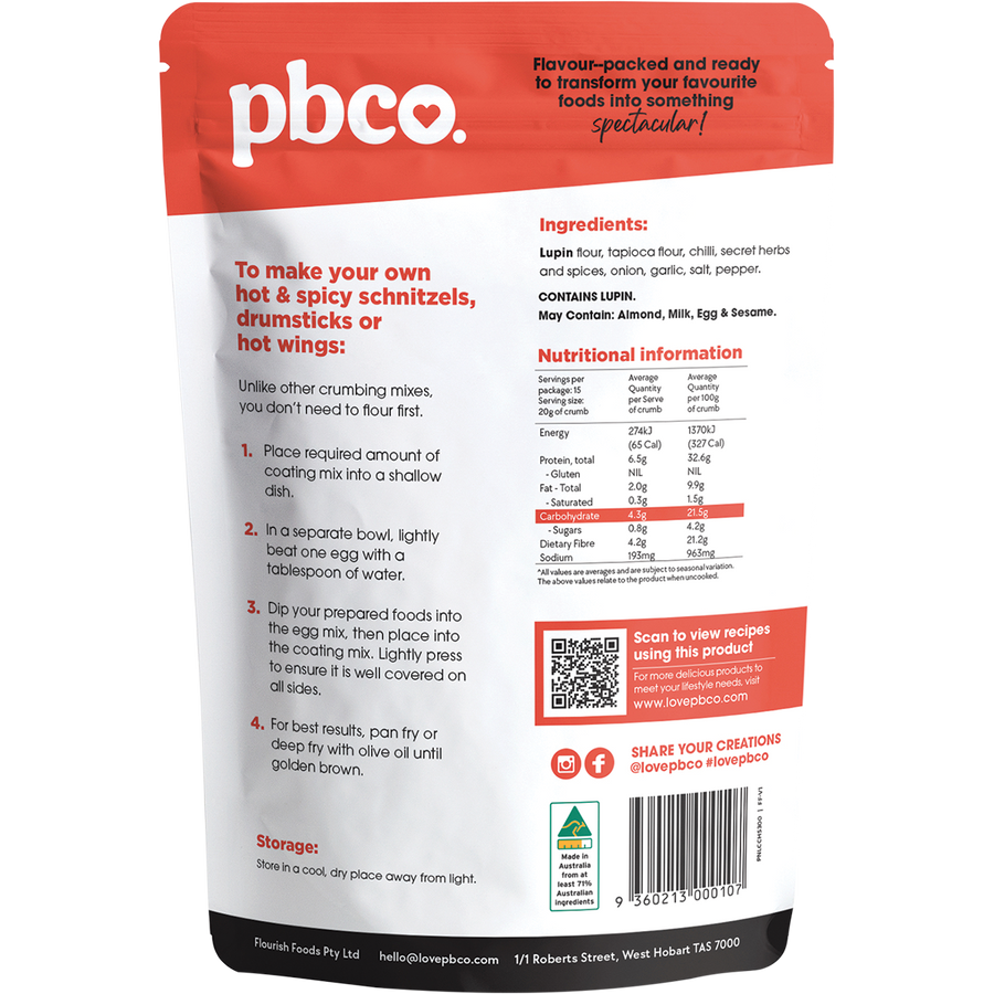 PBCo low carb crumb hot and spicy crunchy coating mix