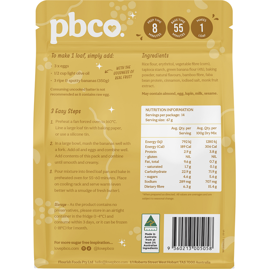PBCo banana bread mix low carb sugar free healthy baking
