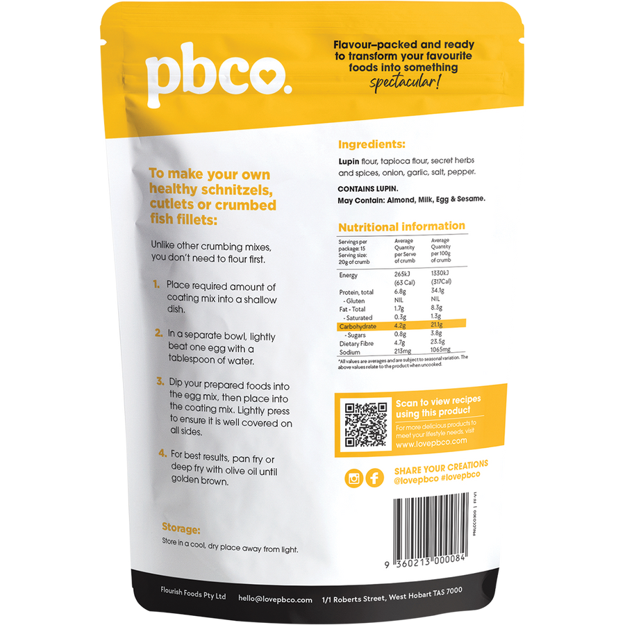 PBCo low carb crumb original crunchy coating mix for meats and vegetables