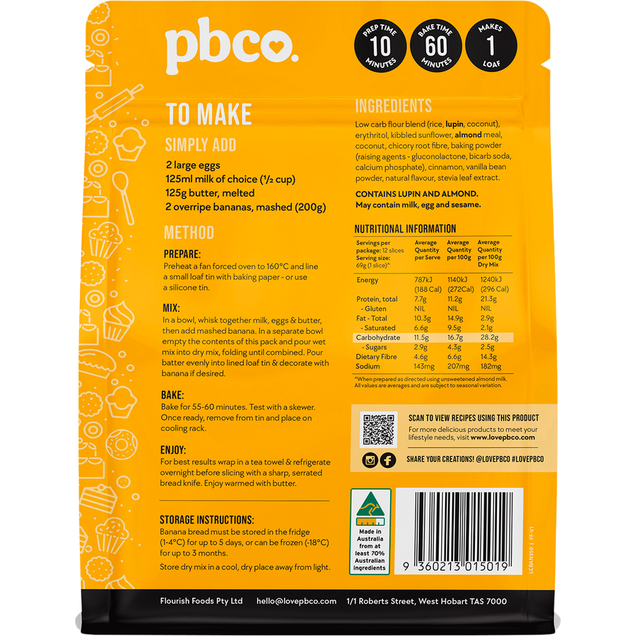 PBCo banana bread low carb healthy dessert baking mix