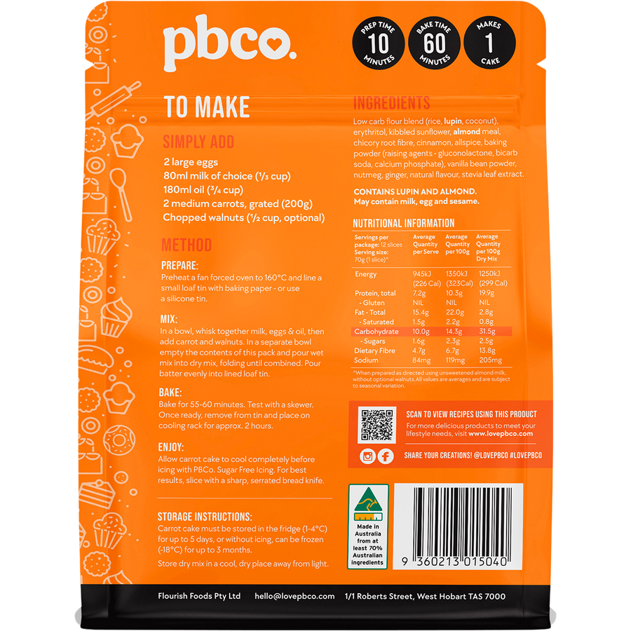 PBCo carrot cake mix low carb healthy dessert baking mix