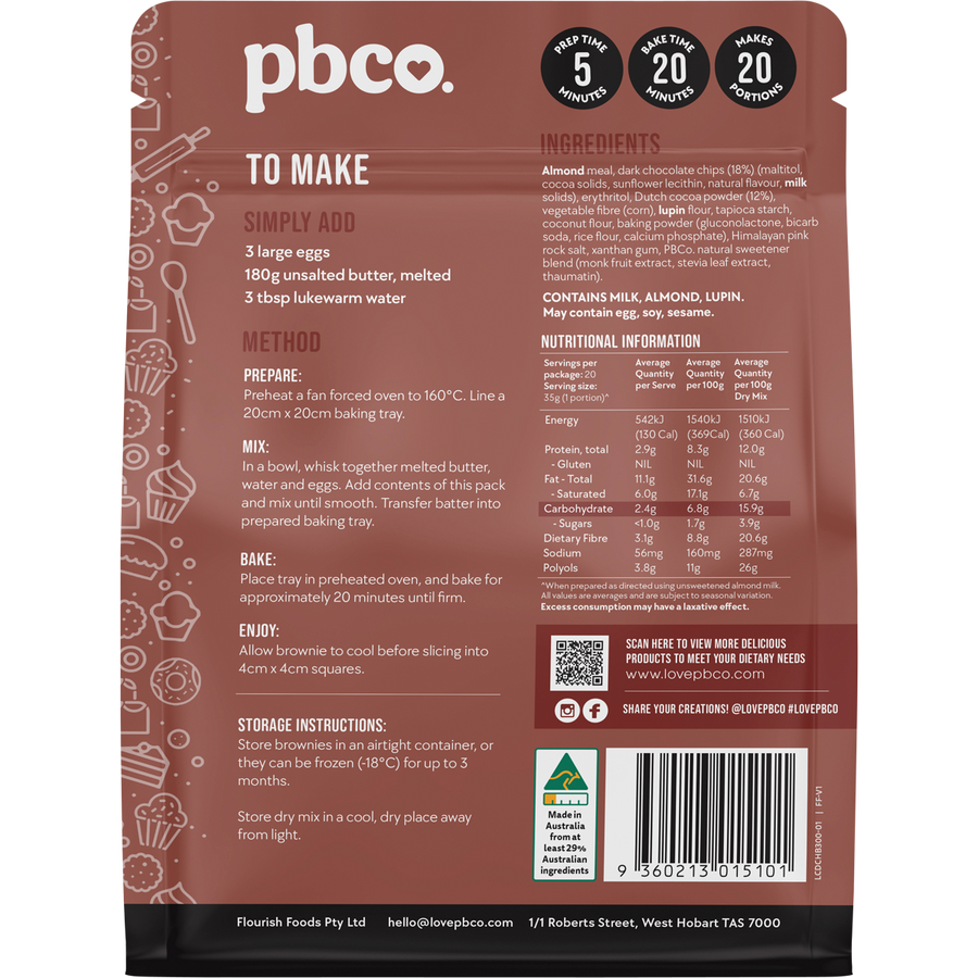 PBCo double choc brownie low carb chocolate baking mix