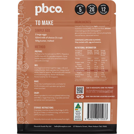 PBCo chocolate cupcake mix low carb healthy baking mix