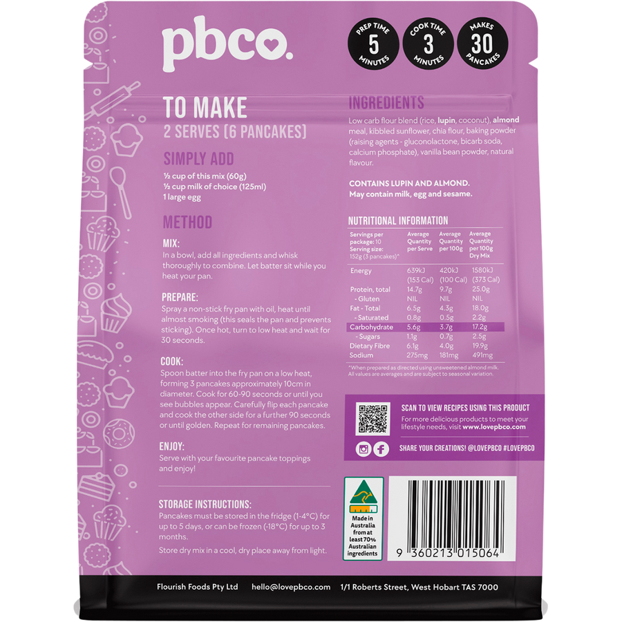 PBCo pancake and pikelet mix low carb healthy baking mix