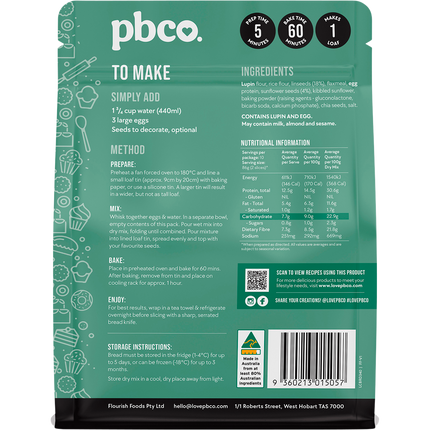 PBCo sunflower and linseed bread mix healthy low carb bread baking