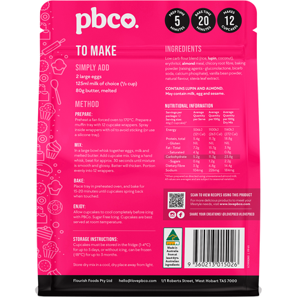 PBCo vanilla cupcake mix low carb healthy dessert baking mix