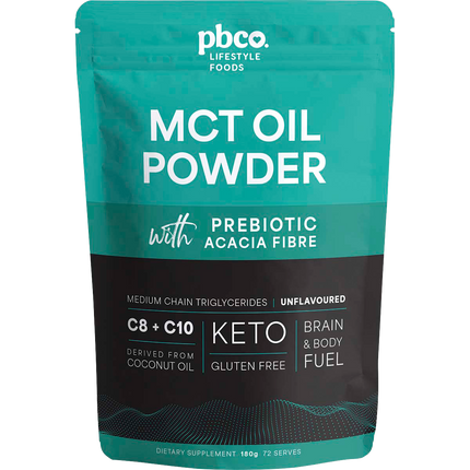 PBCo MCT oil powder unflavoured keto energy supplement for smoothies and baking