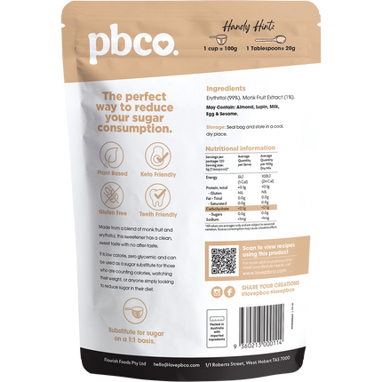 PBCo monk fruit erythritol blend low carb sugar substitute