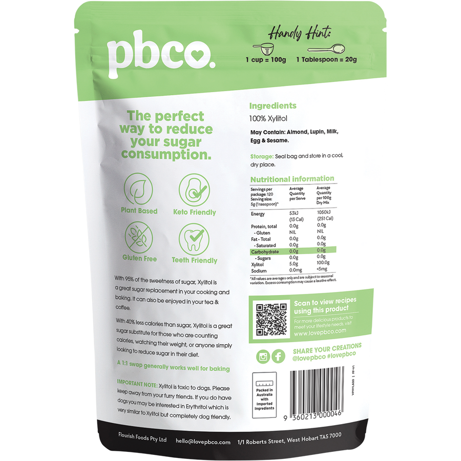 PBCo natural xylitol sweetener keto friendly sugar alternative