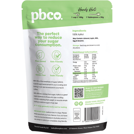 PBCo natural xylitol sweetener keto friendly sugar alternative