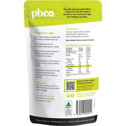 PBCo vegan egg replacer with organic chia for egg free baking