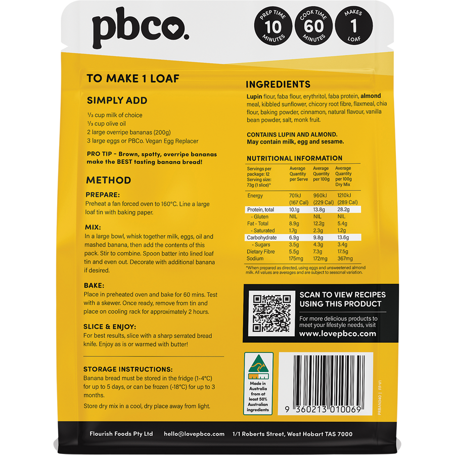 PBCo protein banana bread plant protein high protein baking mix