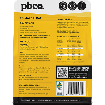 PBCo protein banana bread plant protein high protein baking mix