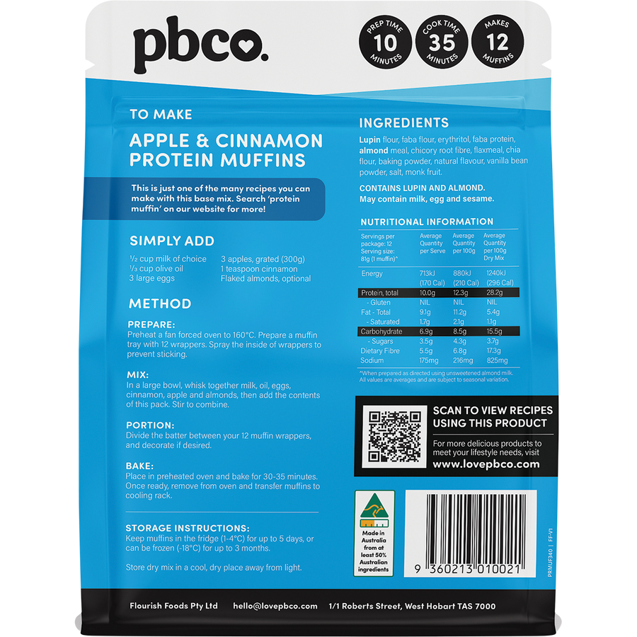 PBCo protein muffin mix plant protein healthy muffin baking mix