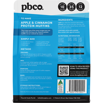 PBCo protein muffin mix plant protein healthy muffin baking mix