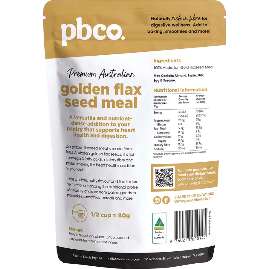 PBCo premium Australian golden flax seed meal keto paleo baking ingredient