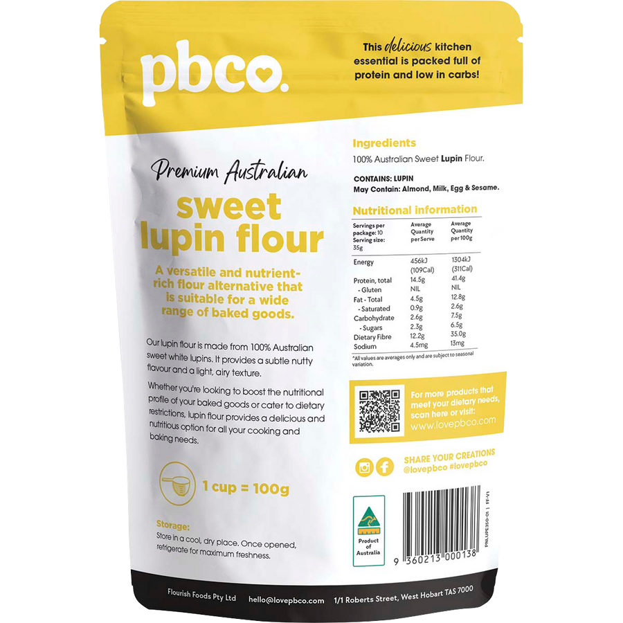 PBCo premium Australian sweet lupin flour keto and paleo baking ingredient