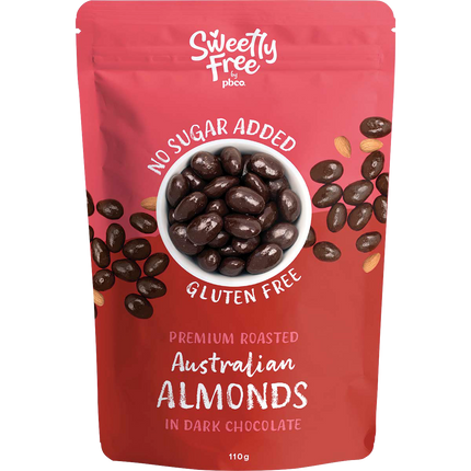 PBCo sweetly free almonds dark chocolate no sugar added low carb snack