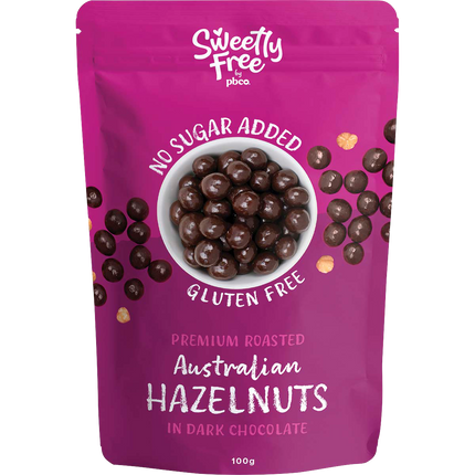 PBCo sweetly free hazelnuts dark chocolate no sugar added low carb snack